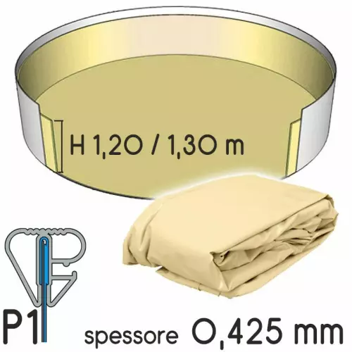 Liner Ø 3,60 m per piscina a forma circolare h.1,20/1,32 m - colore SABBIA - spessore 0,425 mm