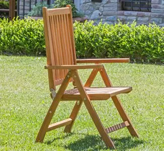Poltrona da giardino in teak NAOMI, con schienale reclinabile e braccioli, pieghevole