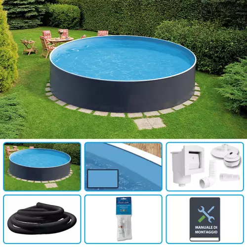 Piscina fuori terra circolare AZURO GRAPHITE Ø 3,60 h.1,20 m - KIT BASE