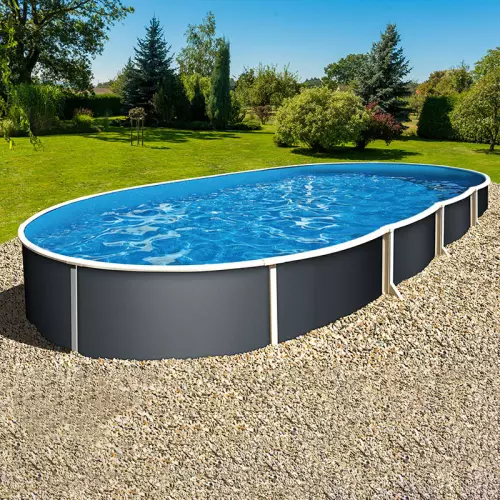 Piscina fuori terra ovale AZURO GRAPHITE 5,50 x 3,70 x h.1,20 m