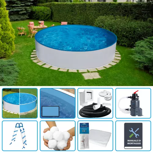 Piscina fuori terra circolare AZURO BASIC Ø 2,40 h.0,90 m - KIT EASY