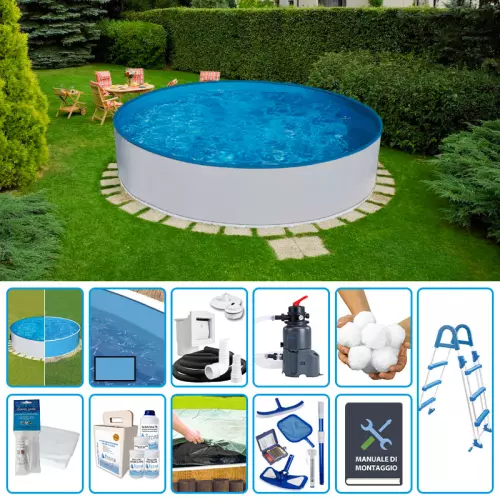 Piscina fuori terra circolare AZURO BASIC Ø 3,60 h.0,90 m - KIT PRO