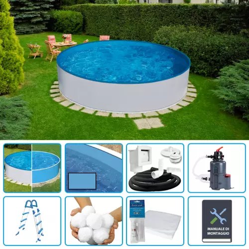 Piscina fuori terra circolare AZURO BASIC Ø 4,60 h.0,90 m - KIT EASY