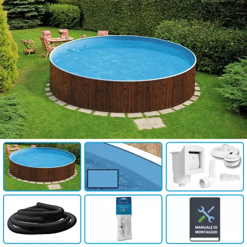 Piscina fuori terra circolare AZURO WOOD Ø 4,60 h.1,20 m - KIT BASE