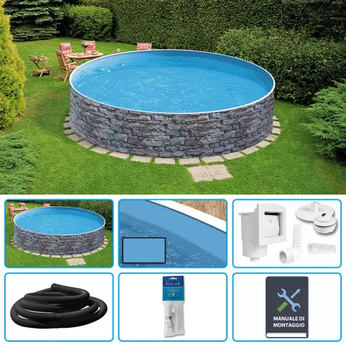 Piscina fuori terra circolare AZURO STONE Ø 3,60 h.0,90 m - KIT BASE
