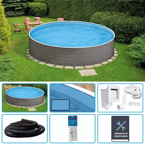 Piscina fuori terra circolare AZURO RATTAN Ø 5,00 h.1,20 m - KIT BASE