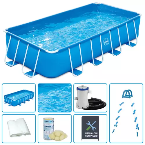 Piscina Fuori Terra SWING METAL FRAME rettangolare 4,88 x 2,44 x h 1,07 m - KIT EASY