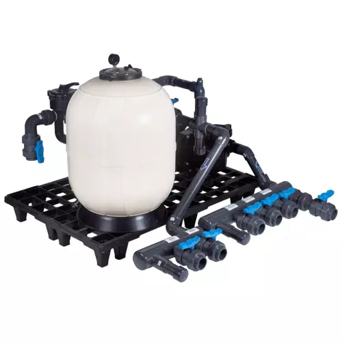 Impianto di filtrazione monoblocco SIDE preassemblato da 10 mc/h a 35 mc per piscine a sfioro