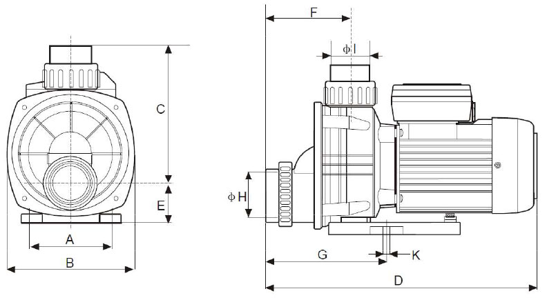 Dimensioni pompa per idromassaggio Mr. PISCINA MRB 15 - da 0.50 a 1 HP