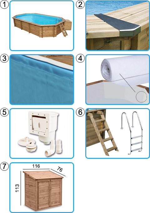 Materiale incluso piscina in legno fuori terra NaturalWood 560