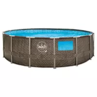 Piscina Fuori Terra SWING METAL FRAME WICKER DESIGN con finestra Ø 4,57 x h 1,22 m