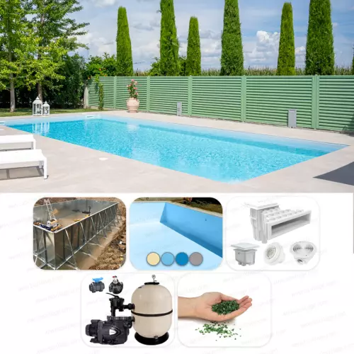 Piscina interrata in pannelli d'acciaio ITALIKA® Steel rettangolare 4,00 x 2,00 h1,50 m - kit BASE