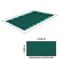 Copertura Invernale per piscina Polartex® CLASSIC 400 PVC con bretelle porta salsicciotti 13,50 x 9,00 m - Danneggiata