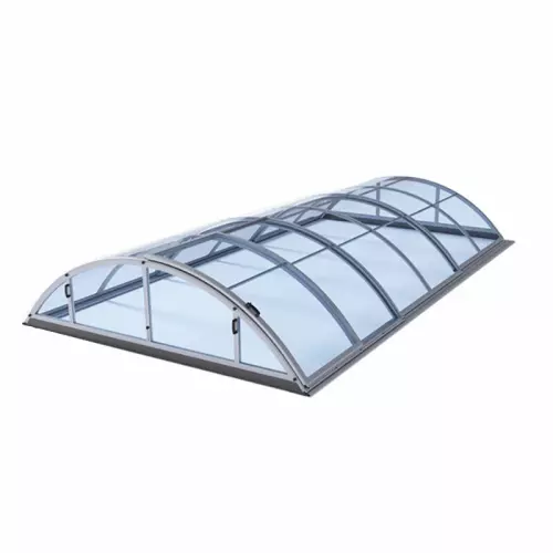 Copertura telescopica per piscina KLASIK CLEAR A - misure interne 3,17 x 6,35 m, colore finitura: ELOX