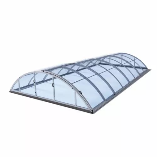 Copertura telescopica per piscina KLASIK CLEAR B - misure interne 4,13 x 8,50 m, colore finitura: ELOX