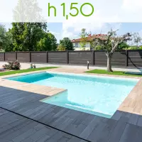 Piscina interrata ITALIKA® Steel in pannelli d'acciaio 14,00 x 8,50 h1,50 m con scala recessa sul lato lungo