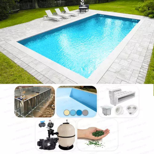 Piscina interrata in pannelli d'acciaio ITALIKA® Steel rettangolare 8,00 x 4,00 h1,50 m - kit BASE