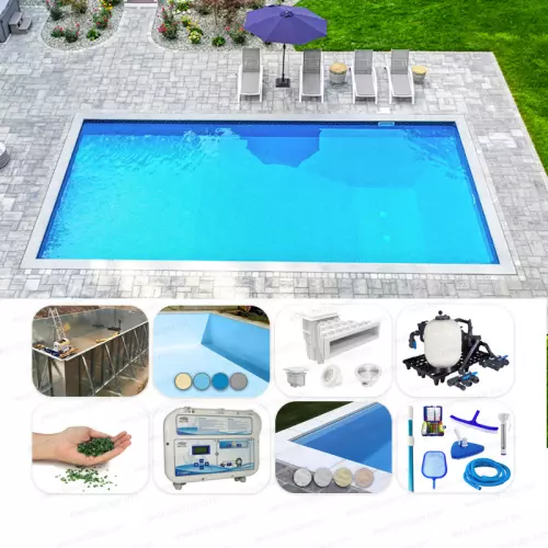 Piscina interrata in pannelli d'acciaio ITALIKA® Steel rettangolare 10,00 x 5,00 h1,50 m - kit PRO