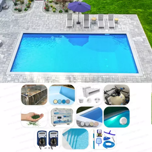 Piscina interrata in pannelli d'acciaio ITALIKA® Steel rettangolare 12,00 x 6,00 h1,50 m - kit SENZA PENSIERI