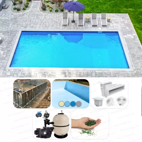 Piscina interrata in pannelli d'acciaio ITALIKA® Steel rettangolare 14,00 x 7,00 h1,50 m - kit BASE