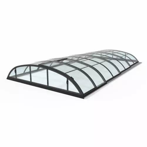 Copertura telescopica per piscina KLASIK PRO CLEAR B - misure interne 4,13 x 8,50 m, colore finitura: ANTRACITE