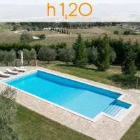 Piscina interrata ITALIKA® Steel in pannelli d'acciaio 8,50 x 3,00 h1,20 m con scala recessa sul lato corto