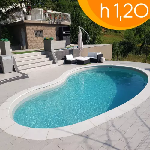 Piscina interrata ITALIKA® Steel FAGIOLO in pannelli d'acciaio 5,00 x 3,00 h1,20 m