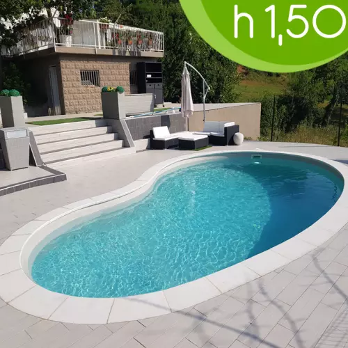 Piscina interrata ITALIKA® Steel FAGIOLO in pannelli d'acciaio 5,00 x 3,00 h1,50 m