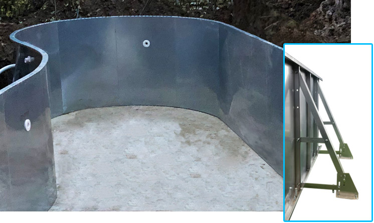 Piscina interrata in pannelli d'acciaio Piscina interrata in pannelli d'acciaio