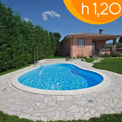 Piscina interrata ITALIKA® Steel FAGIOLO in pannelli d'acciaio 7,00 x 3,00 h1,20 m