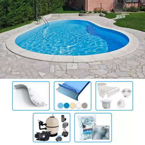 Piscina interrata in pannelli d'acciaio ITALIKA® Steel FAGIOLO 7,00 x 3,00 h1,50 m - kit BASE