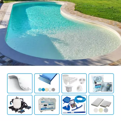 Piscina interrata in pannelli d'acciaio ITALIKA® Steel FAGIOLO 8,00 x 4,00 h1,20 m - kit PRO