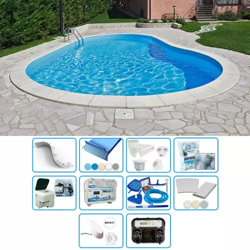 Piscina interrata in pannelli d'acciaio ITALIKA® Steel FAGIOLO 9,00 x 4,00 h1,20 m - kit SENZA PENSIERI
