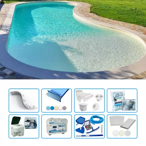 Piscina interrata in pannelli d'acciaio ITALIKA® Steel FAGIOLO 10,00 x 5,00 h1,20 m - kit PRO BOX