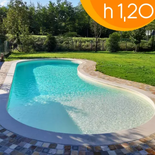 Piscina interrata ITALIKA® Steel FAGIOLO in pannelli d'acciaio 12,00 x 6,00 h1,20 m