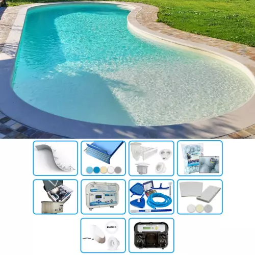 Piscina interrata in pannelli d'acciaio ITALIKA® Steel FAGIOLO 14,00 x 7,00 h1,20 m - kit SENZA PENSIERI