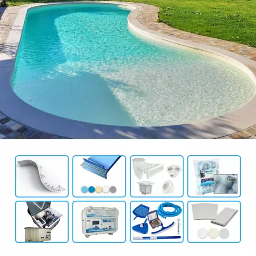 Piscina interrata in pannelli d'acciaio ITALIKA® Steel FAGIOLO 14,00 x 7,00 h1,50 m - kit PRO BOX