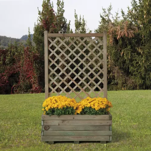 Fioriera in legno COMPOSIZIONE MARGHERITA con griglia  80x40x135 cm