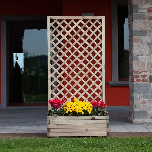 Fioriera in legno COMPOSIZIONE ORCHIDEA con griglia, varie misure