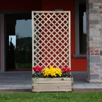 Fioriera in legno COMPOSIZIONE ORCHIDEA con griglia, varie misure