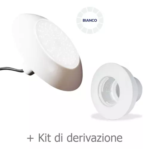 Kit a 1 faro Ø 297 mm a LED bianco da 1890 lumen - 18W con bocchetta e kit derivazione - per piscine in casseri/cemento