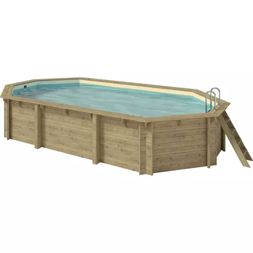 Piscina in legno ottagonale allungata EcoWood 757 - 7,57 x 4,07 x h.1,31 m