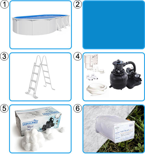 Materiale incluso piscina fuori terra STEEL WHITE - KIT BASE