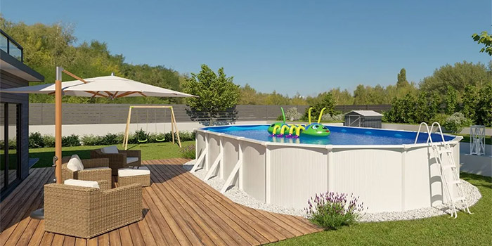 Piscina fuori terra in acciaio color bianco STEELWHITE