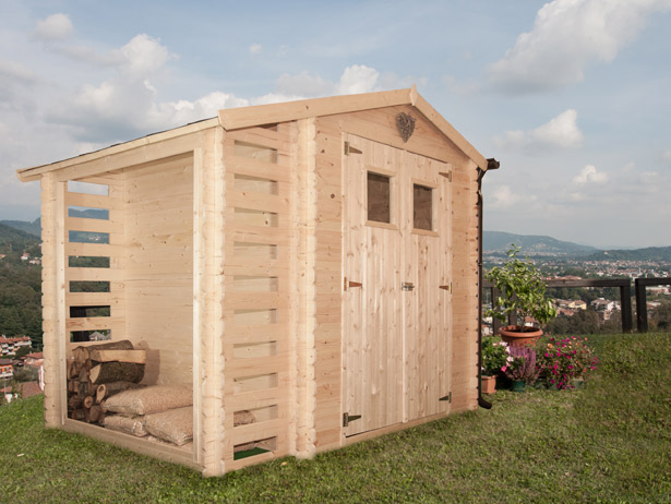 Casetta in legno AVA 2,56 x 2,00 x h 2,18 m, con legnaia laterale