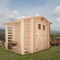 Casetta in legno AVA 2,56 x 2,00 x h 2,18 m, con legnaia laterale