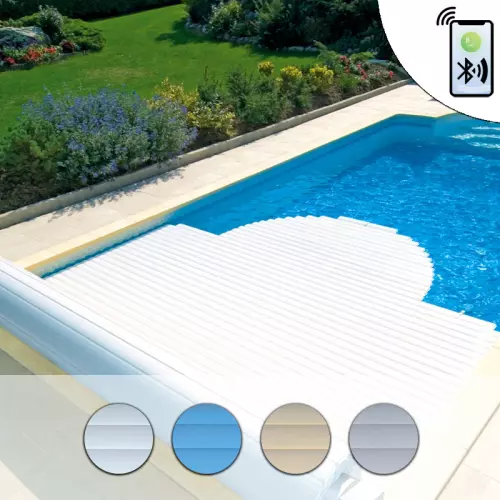 Copertura a tapparella di sicurezza fuori acqua Polartex® ROLLCOVER CONNECT per piscine rettangolari con scala romana