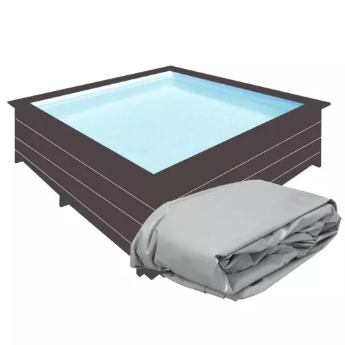 Liner Grigio per piscina Gre in legno composito WPC WOOD quadrata 3,26 x 3,26 cm x h.0,96 m - Sistema Hung (P3)