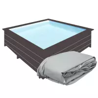 Liner Grigio per piscina Gre in legno composito WPC WOOD quadrata 3,26 x 3,26 cm x h.0,96 m - Sistema Hung (P3)