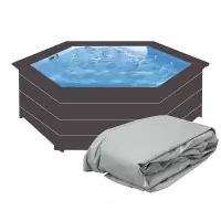 Liner Grigio per piscina Gre in legno composito WPC WOOD ottagonale Ø 4,10 x h.1,24 m - Sistema Hung (P3)